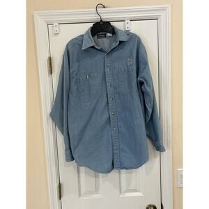 Vantage Custom Classics Denim Button Up Long Sleeve Shirt Size Medium